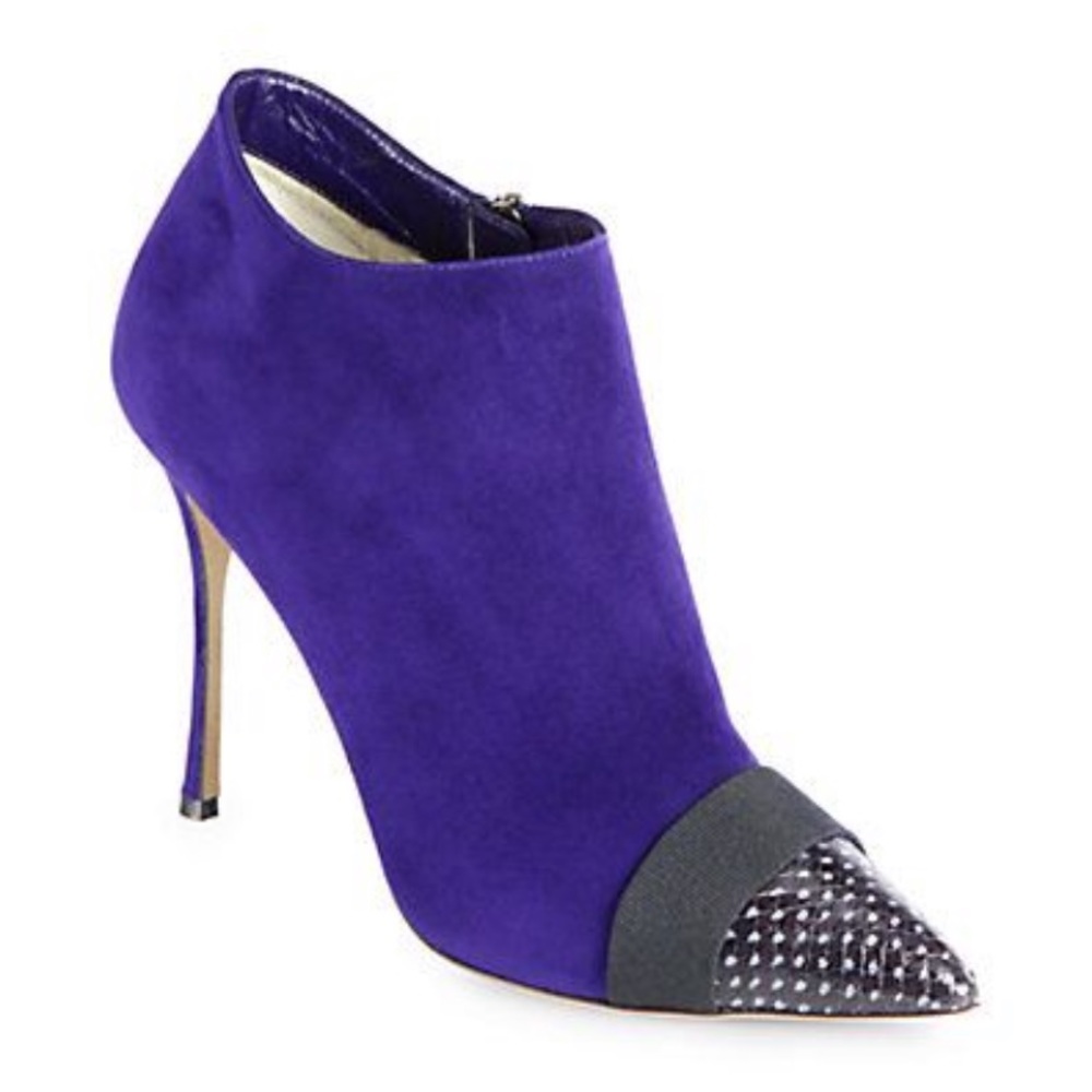 Nicholas Kirkwood Suede and Snake Ankle Boots